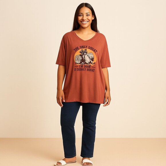 Funny Graphic Tee Raccoon Cowboy Shirt Country Western Humor Plus Size XL NWOT - Picture 4 of 8